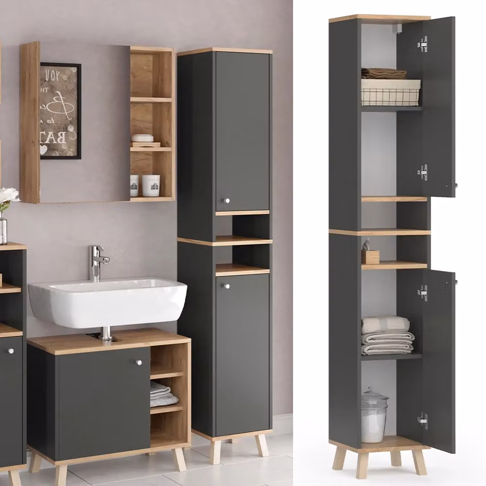 Mobile bagno alto Senyo Vicco colore antracite L: 30 cm, H: 174 cm – 2