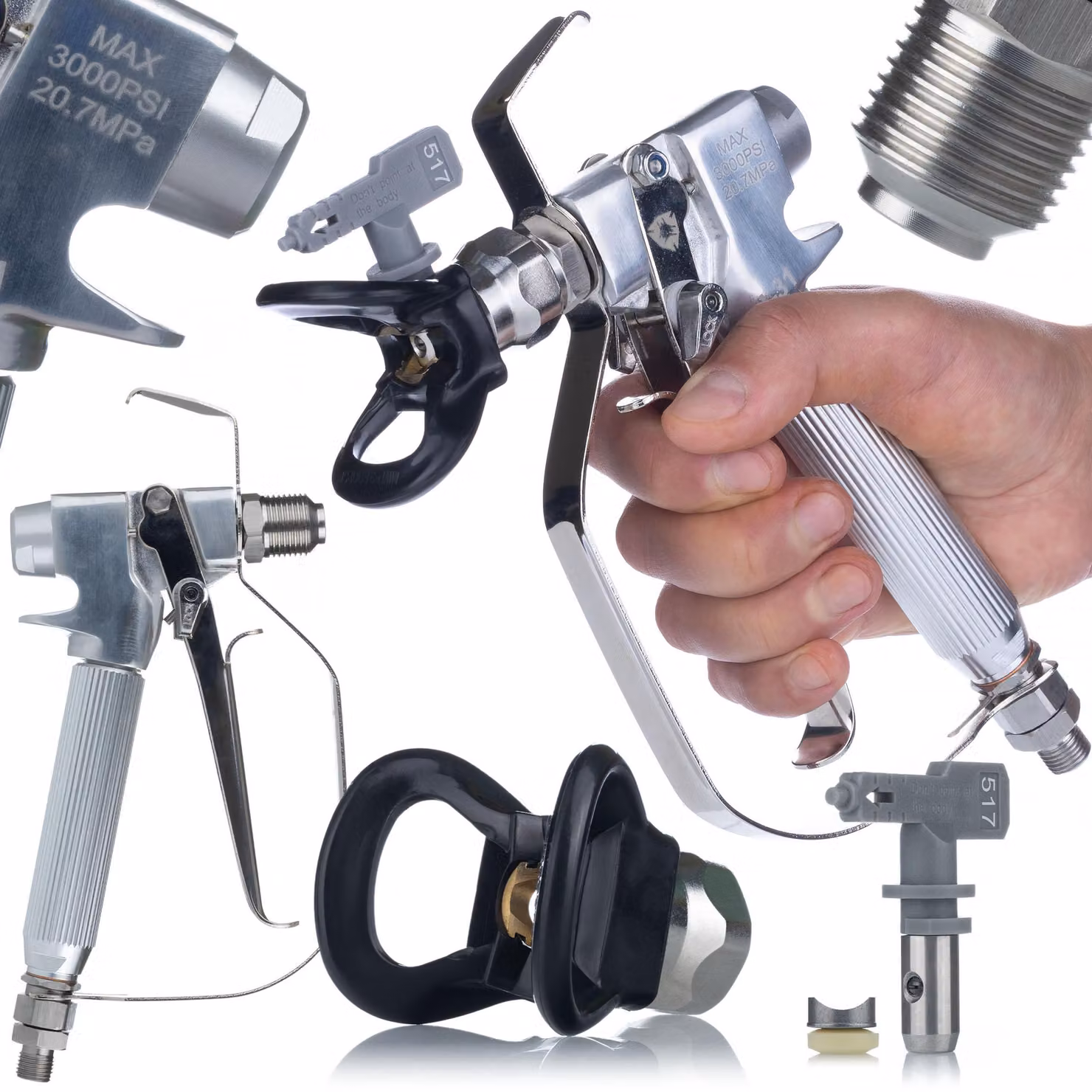 Rosfix Pistola a Spruzzo Airless per Professionisti | Con Ugello 517 e Copriugello | 3000 Psi | Attacco da 1/4" | Compatibile con GRACO, Wagner