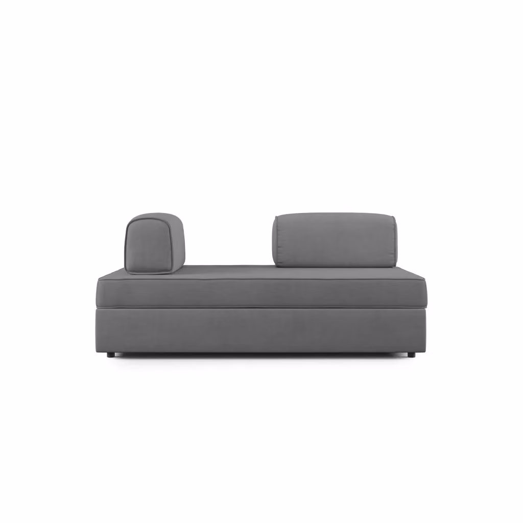Divano Liberty Divani.Store con pouf estraibile e schienali mobili in tessuto impermeabile grigio L: 160 cm – 2