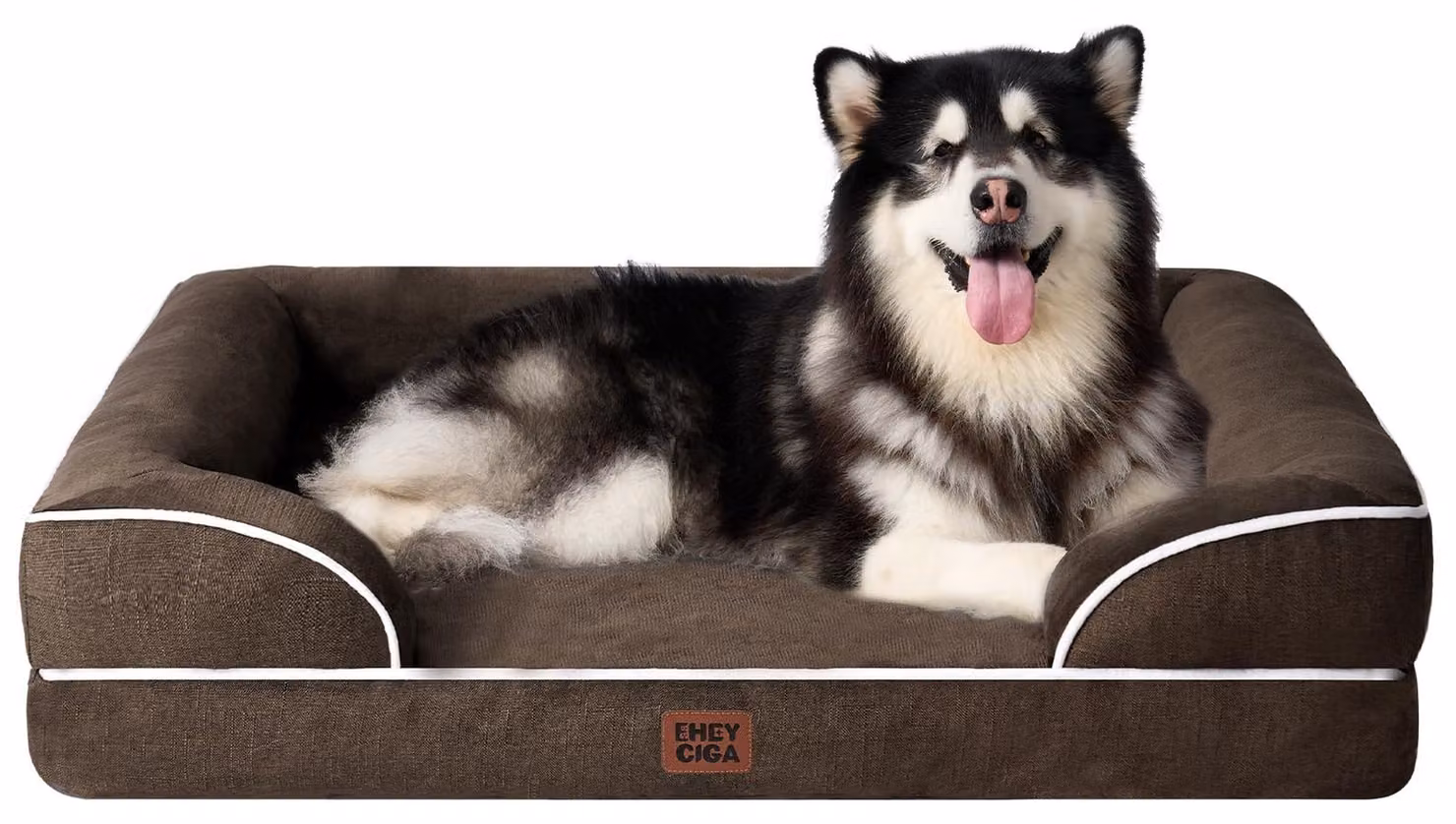 Cuccia ortopedica per cani - XXL, realizzata in memory foam - 132x104x20 cm - Marrone - Forma da divano