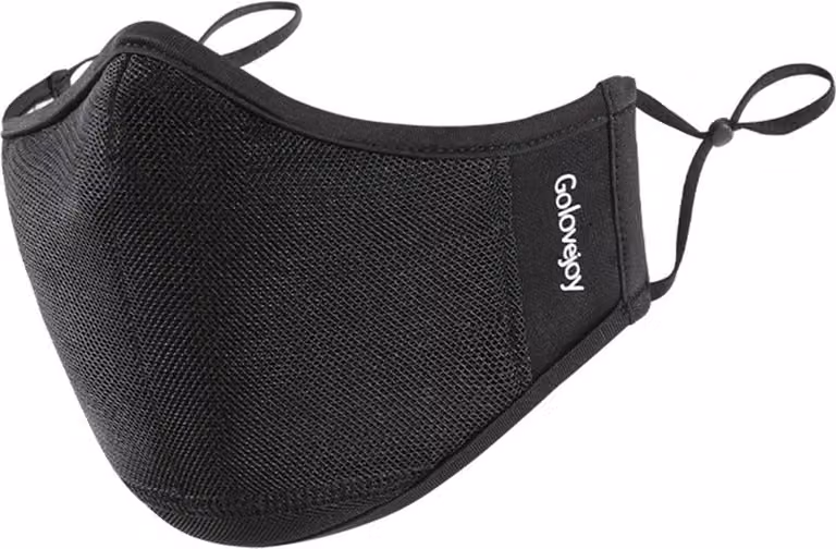 Cotone confortevole Maschera traspirante per il viso lavabile e riutilizzabile Copertura regolabile con passanti per le orecchie nero_ Taglia unica