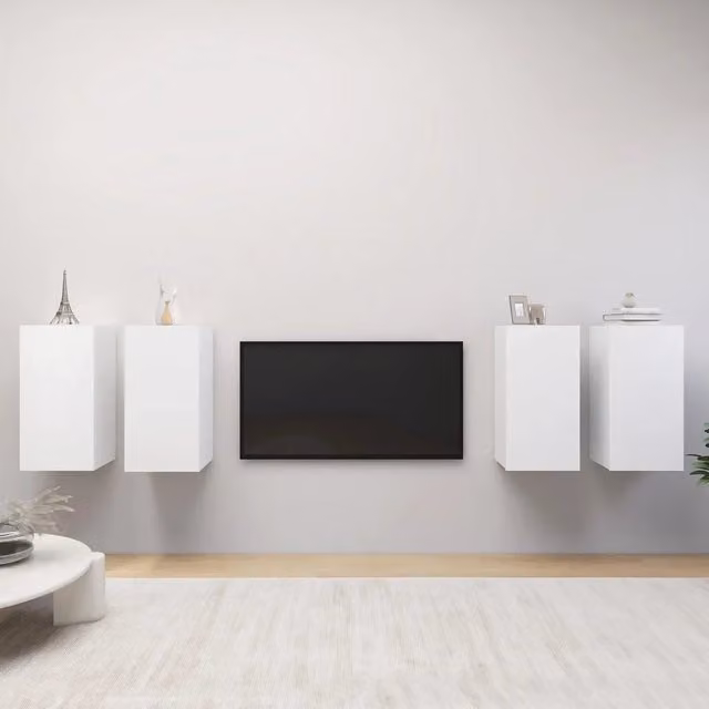 Mobili Porta TV 4 pz Bianchi 30,5x30x60 cm in Legno Multistrato 3078740