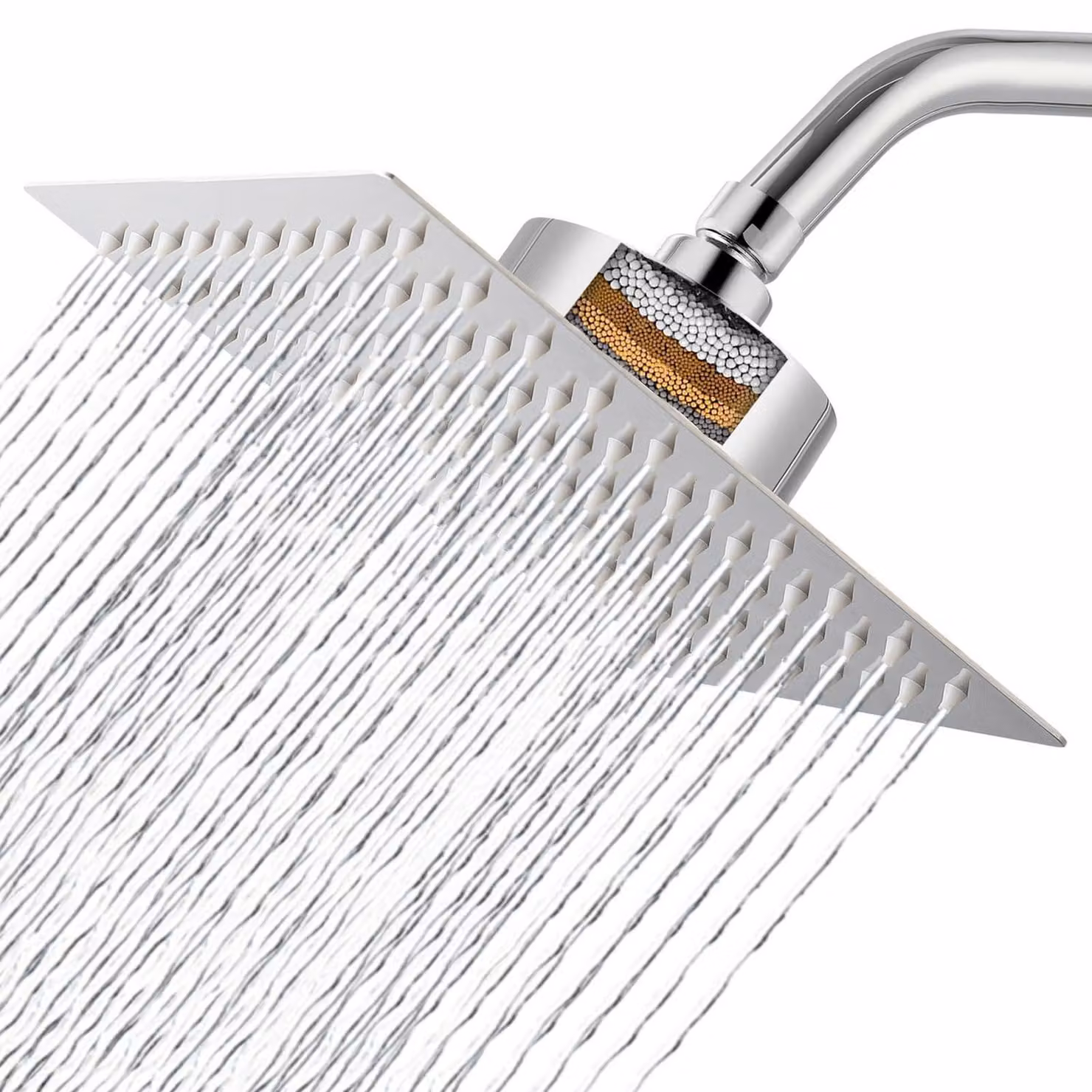 Doccia filtrata da 20 cm, soffione a pioggia cromato con filtro a 20 stadi