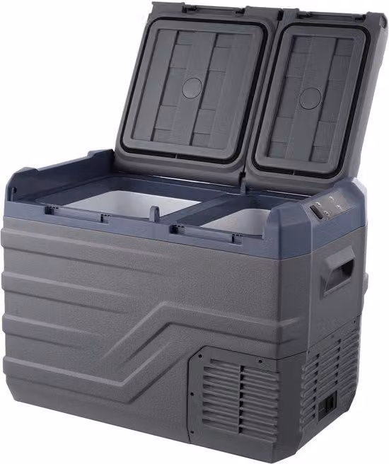 Frigorifero portatile da 12 volt – 32 litri, a doppia zona, regolabile da -4°C a 20°C – 12/24 V DC e 100-240 V AC. Frigorifero compatto per attività all'aperto, campeggio e viaggi