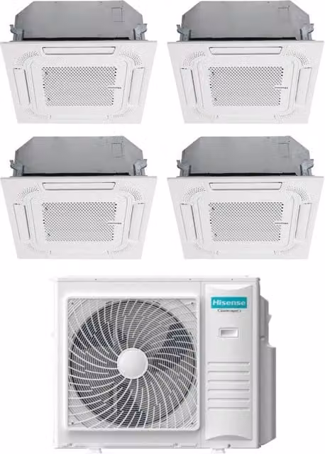 Condizionatore Quadri Split a Cassetta Hisense 5AMW105U4RQC Bianco con Telecomando e Wi-Fi Opzionale Classe Energetica A++