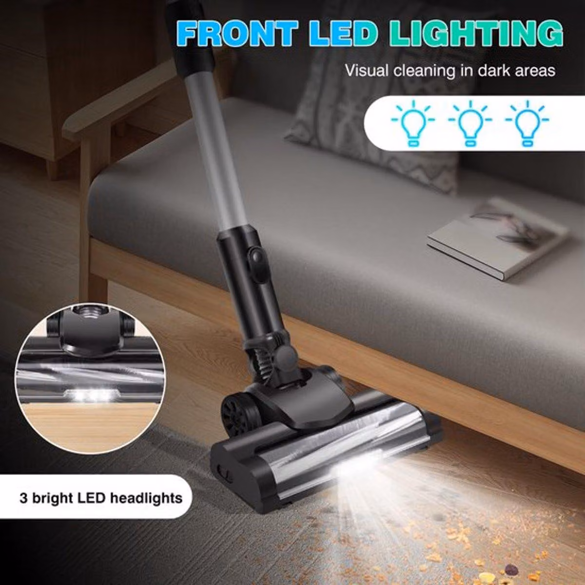 Aspirapolvere portatile senza fili - 2 velocità - Motore brushless - Modello a mano e a bastone - Ideale per la casa e l'auto