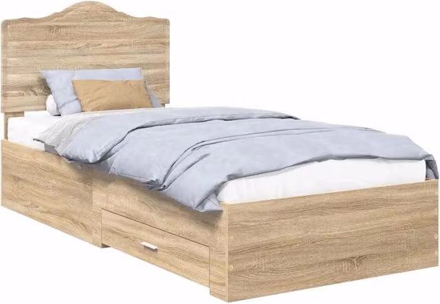Letto singolo | Letto per adulti | Struttura del letto Rovere Sonoma 70 x 190 cm Legno multistrato