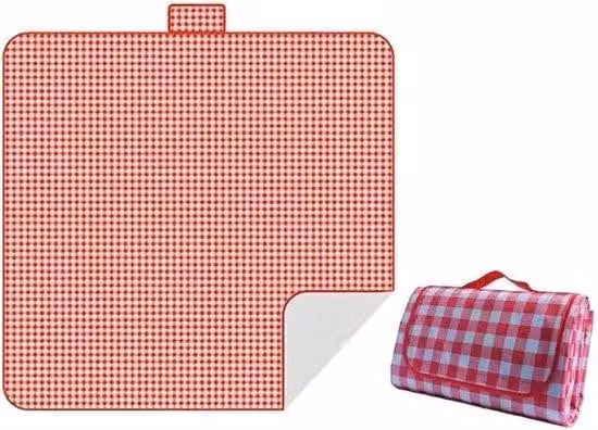 Tavolo da picnic pieghevole - Stuoia da spiaggia - 200x200 cm - Tessuto non tessuto - Ideale per 6-8 persone - Perfetto per passeggiate, campeggio, parchi, spiagge e ambienti interni - Sottotavolo in tessuto non tessuto rosso