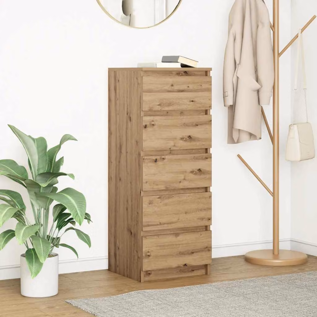 Credenza con Cassetti vidaXL in Rovere Artigianale Marrone L: 37,5 cm, P: 35 cm, H: 99 cm