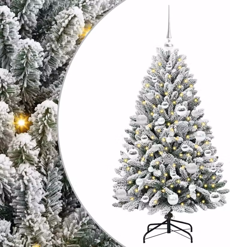 Albero di Natale artificiale con 150 LED Verde e Bianco 120 cm