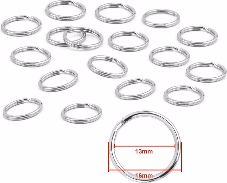 Set di 180 portachiavi per portachiavi (16 mm, nichelato)