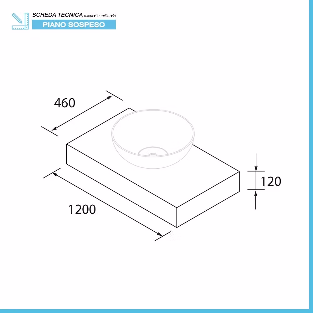 Mensolone da bagno sospeso Sumo in rovere bali marrone L: 120 cm, P: 46 cm, H: 12 cm – 2