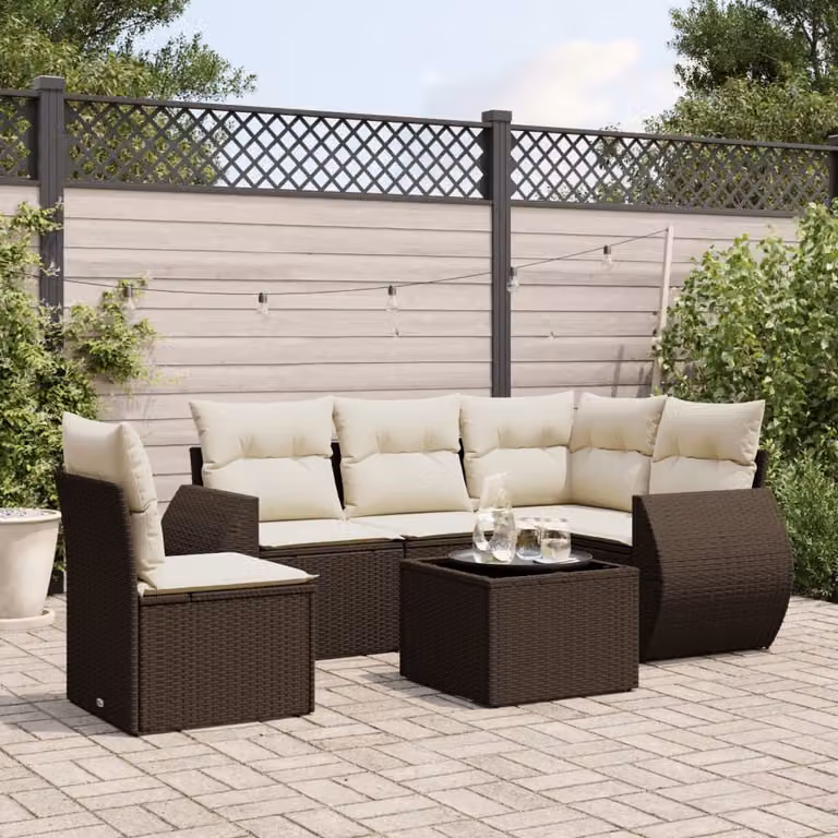 Maison Exclusive - Set Divano da Giardino 6 pz con Cuscini Marrone in Polyrattan