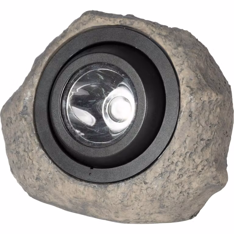 DICTROLUX Lampada Solare da Esterno con Effetto Pietra e Luce LED Regolabile, Grigio, H 15,9 x L 20,3 x P 11,9 cm