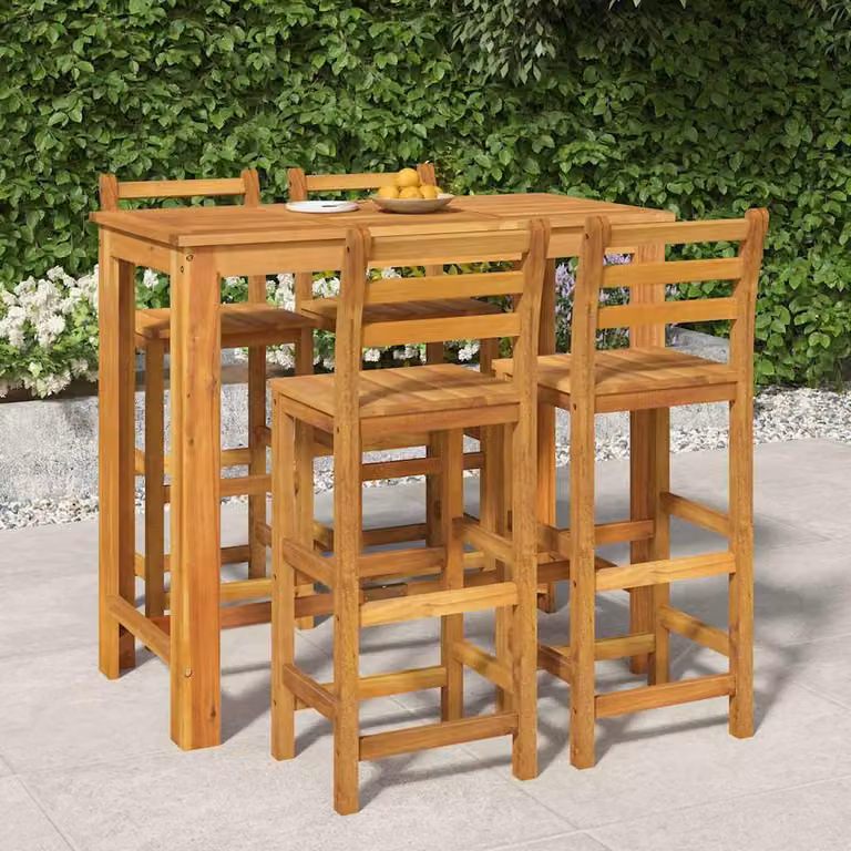 Set da Bar da Giardino vidaXL in Legno di Acacia Marrone, 5 Pezzi