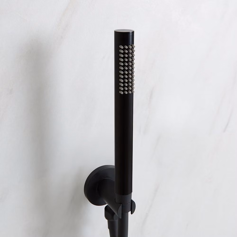 Doccetta Rotonda Moderna con Supporto Murale - Finitura Nera - Hudson Reed