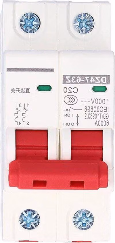 Circuito CC 1000 V 20 A 2 poli Sezionatore fotovoltaico DZ47-63Z C20 Montaggio su guida DIN Interruttore CC per impianti fotovoltaici