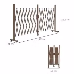 Cancelletto a soffietto estensibile WISHDOR per giardino, terrazzo e balcone, marrone, Altezza: 103,5 cm – 2
