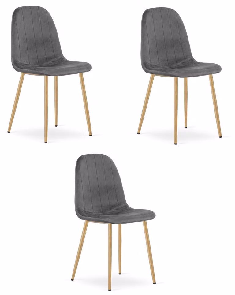 Set di 3 sedie Padva in velluto grigio scuro