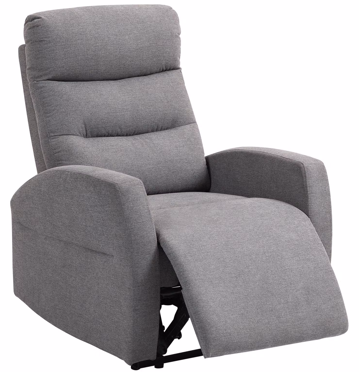 Poltrona relax - Poltrona TV con funzione reclinabile - Poggiapiedi - Rivestimento in tessuto color grigio scuro - Imbottita - Struttura in metallo - 76 x 93 x 103 cm