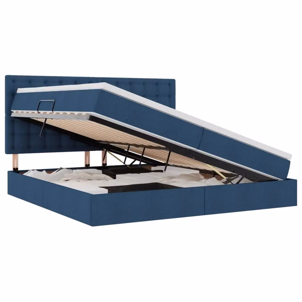 Letto con contenitore vidaXL in tessuto blu con illuminazione LED e porta USB, L/P/H: 200 x 200 x 128 cm – 2