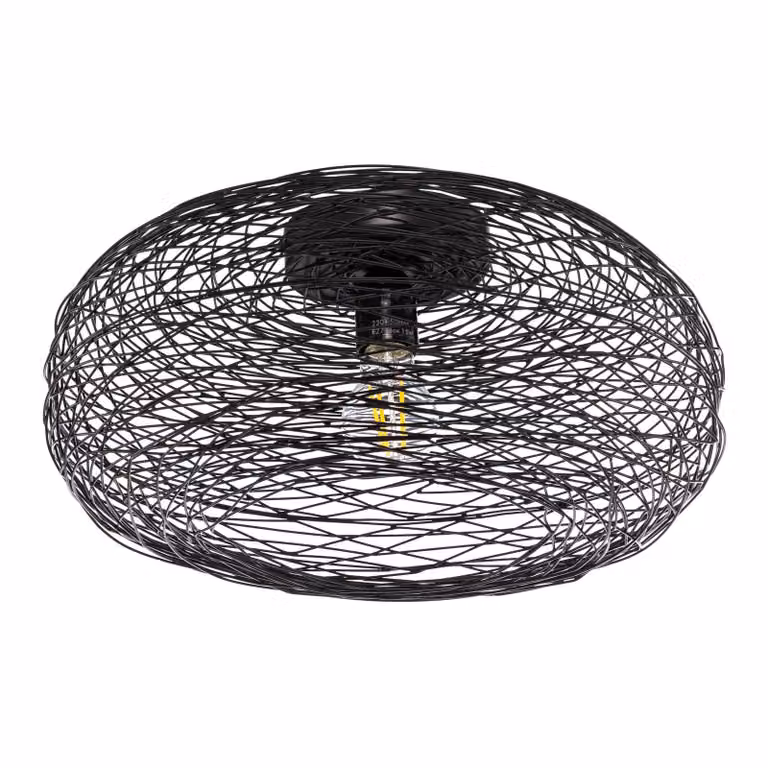 Plafoniera Lindby Kaviya, nero, Ø 40 cm, ferro, E27