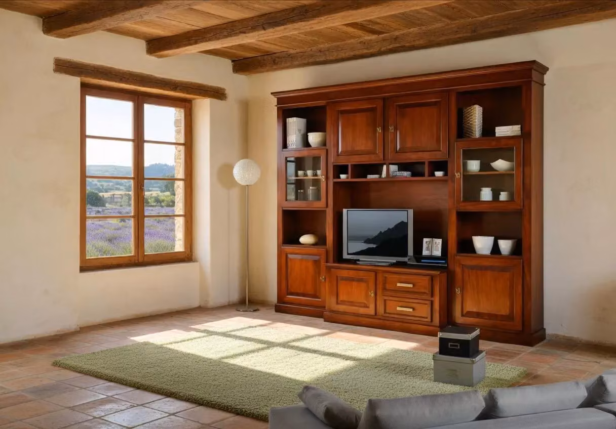 Parete attrezzata porta tv Mobili 2G in legno e vetro color marrone L: 280 cm, P: 50 cm, H: 230 cm – 3