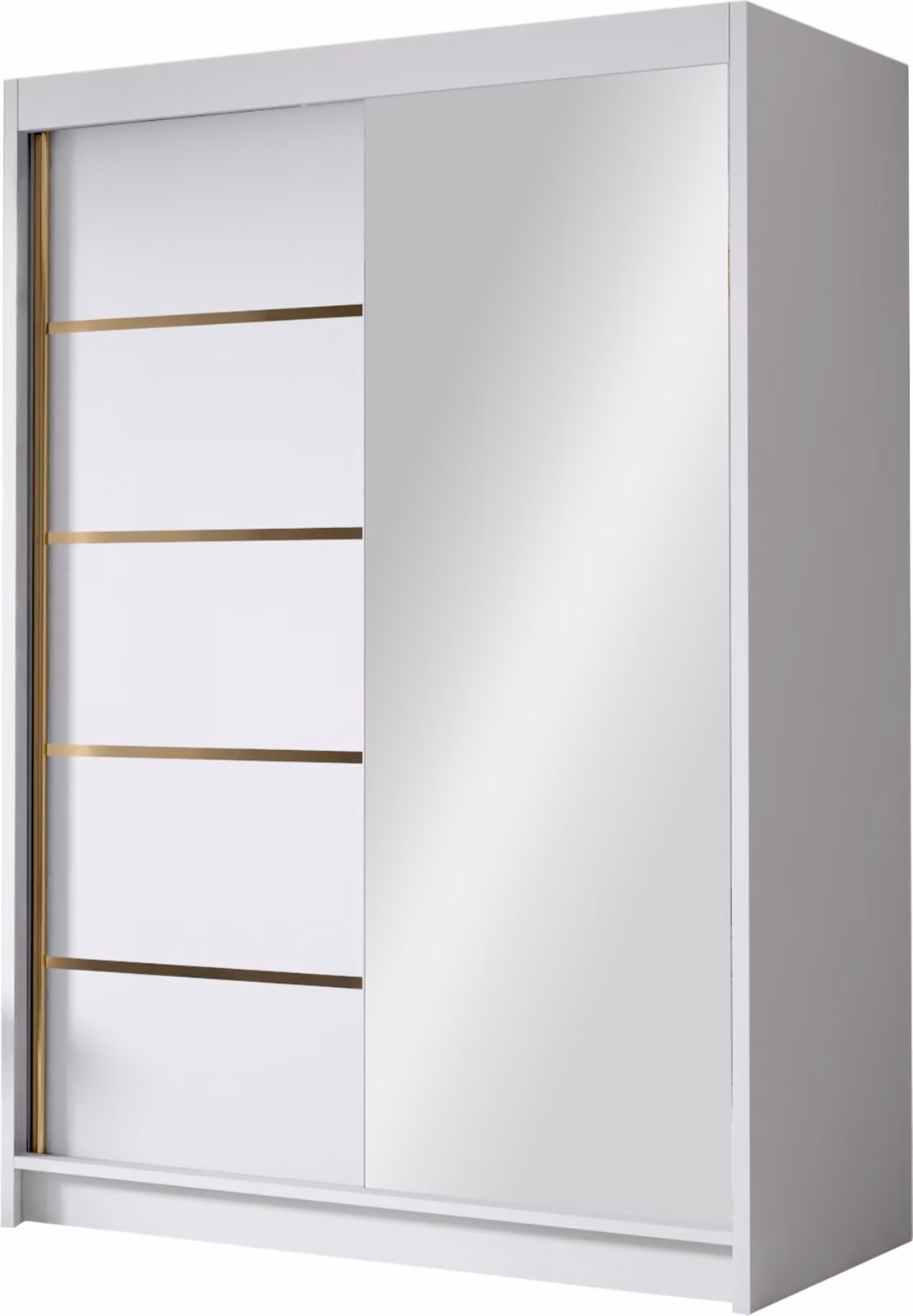 MIRJAN24 Armadio a porte scorrevoli con specchio Lungo III, armadio con asta appendiabiti, con due ante scorrevoli, guardaroba (colore: bianco)