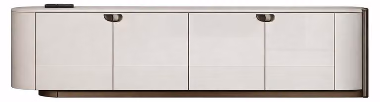 Mobile TV basso dal design minimalista con eleganti dettagli in bronzo