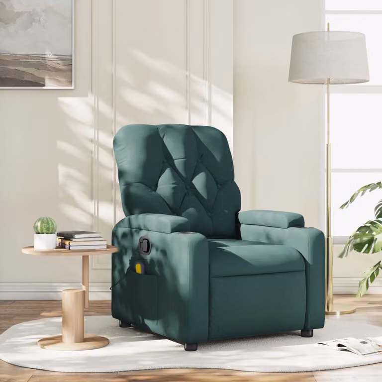 Poltrona reclinabile relax vidaXL in tessuto verde con braccioli e struttura in legno e metallo