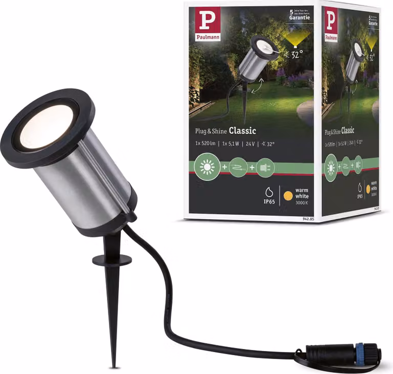 Paulmann Plug & Shine Faretto da giardino a LED Faretto singolo classico