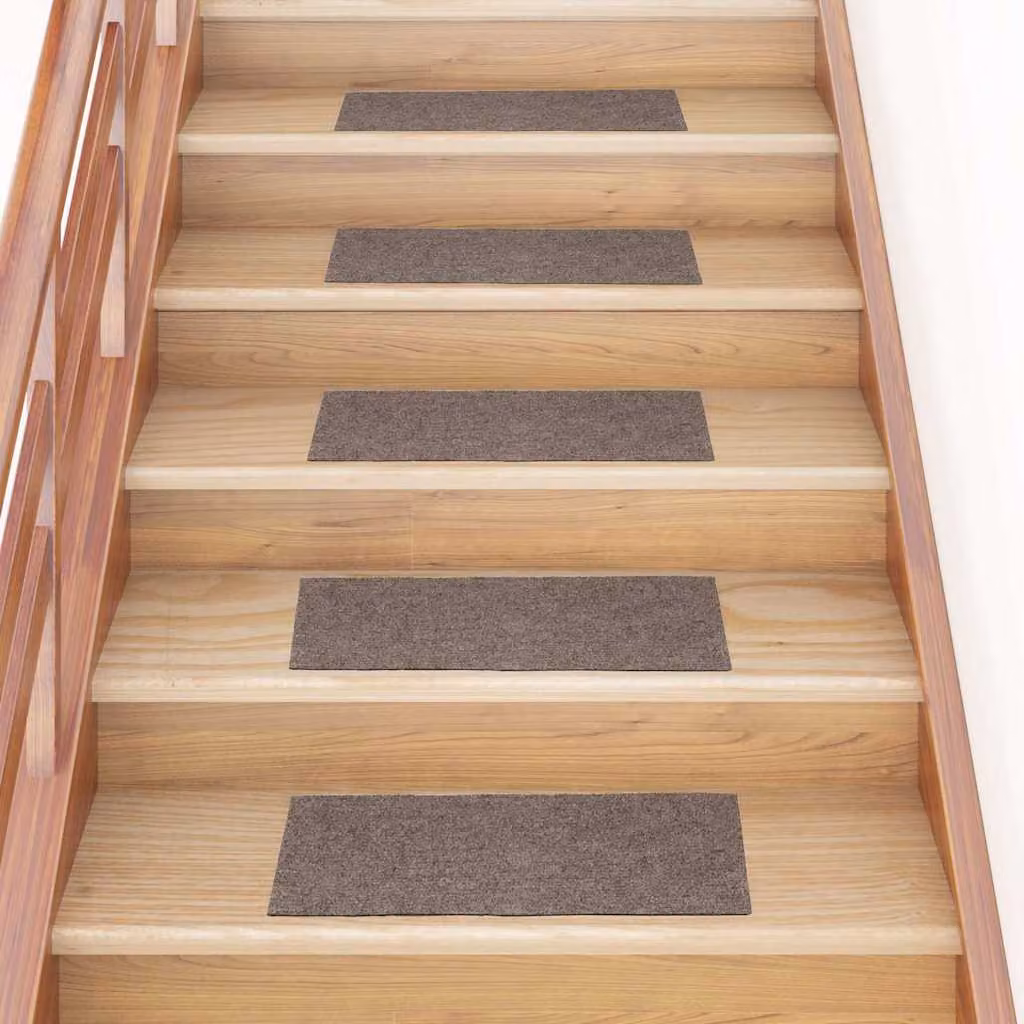 Set di 15 tappetini per scale autoadesivi vidaXL beige, forma rettangolare, 60 x 25 cm