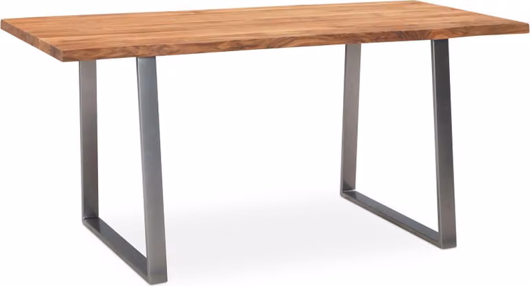 WOHNLING Scrivania 180x90x76 cm Legno massello di acacia / metallo Scrivania per computer Bordo del tronco Scrivania da ufficio per home office Massiccia con gambe trapezoidali cromate Tavolo in legno