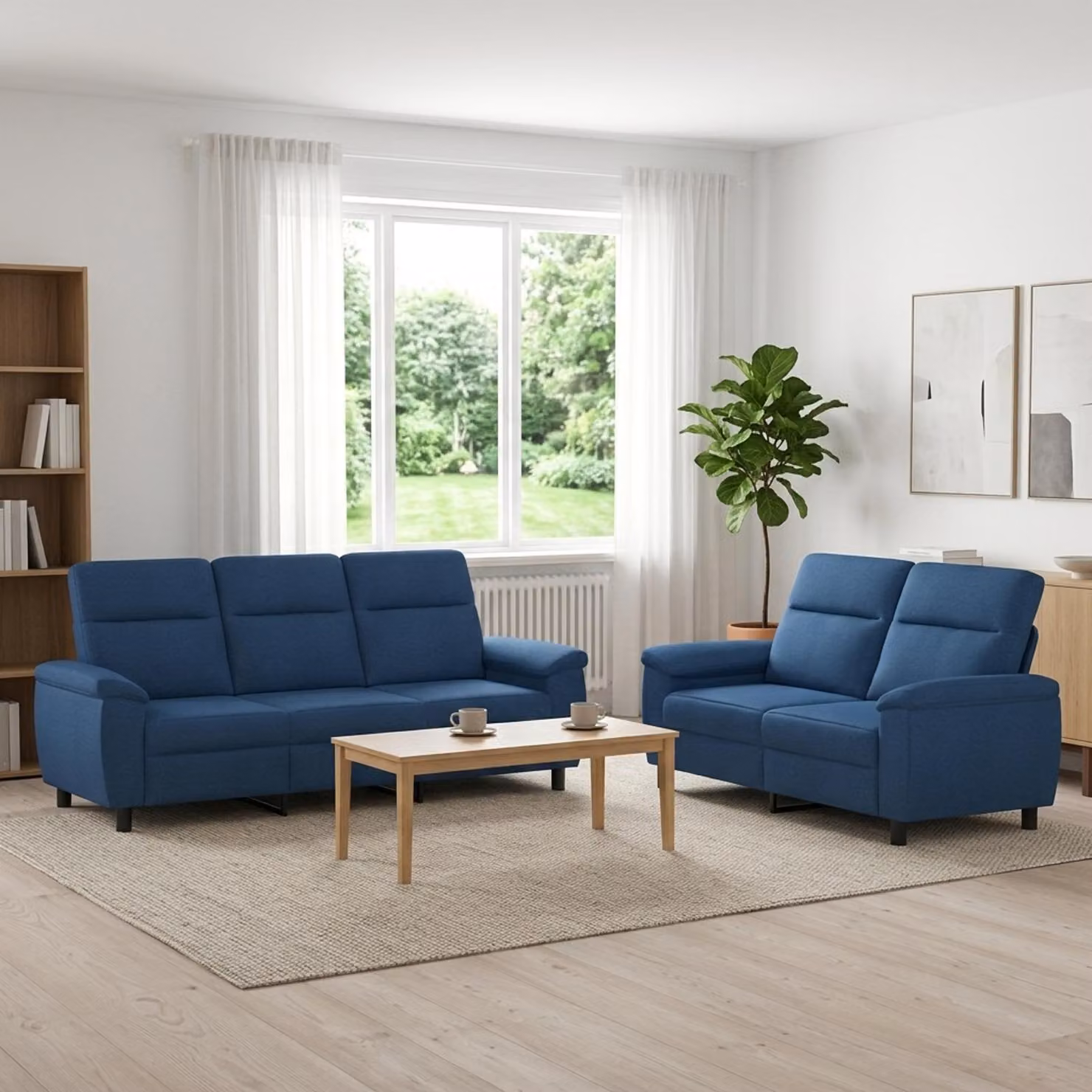 Set di 2 divani moderni vidaXL in tessuto blu con struttura in metallo per il tuo soggiorno