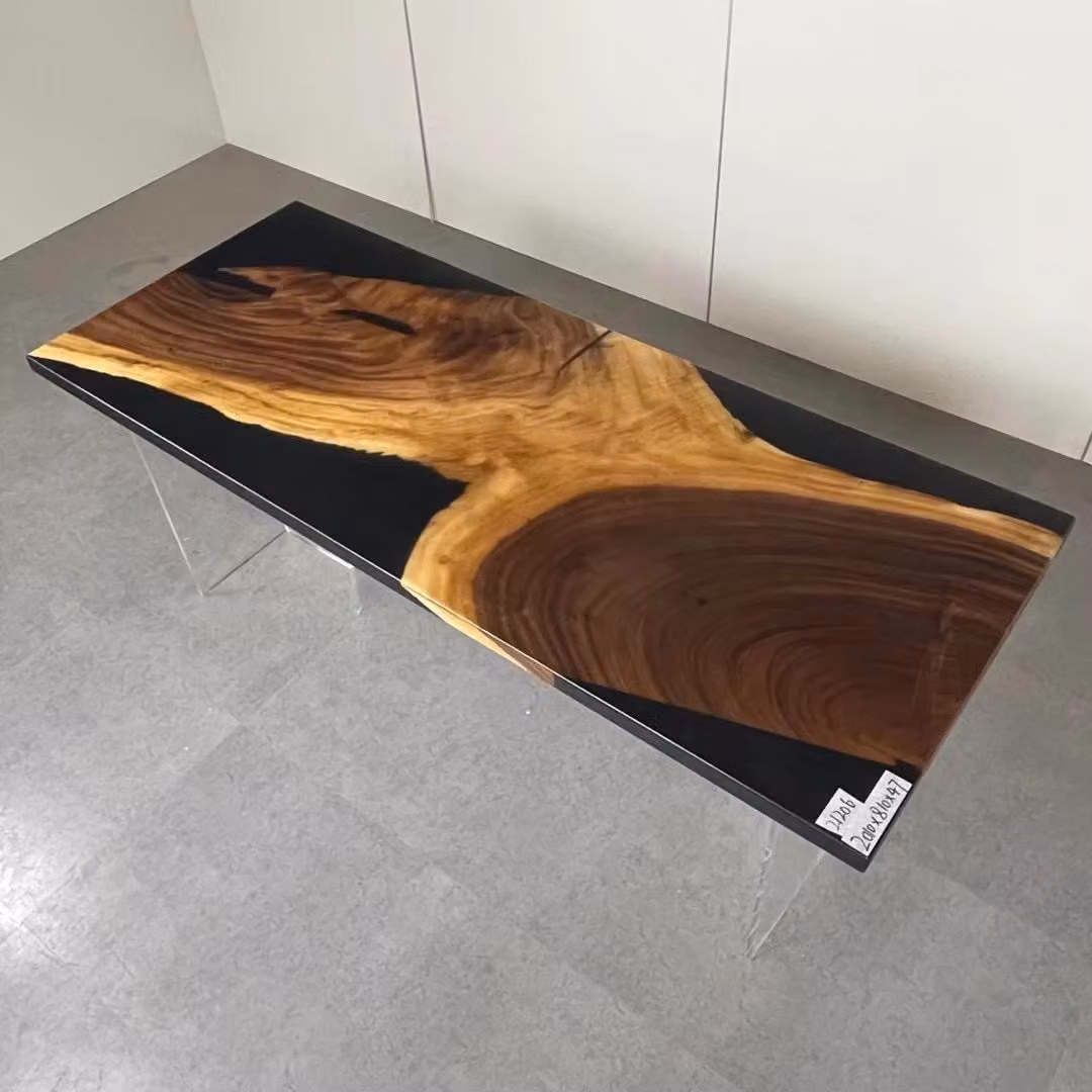 Esstisch Table Epoxidharz Massiv Tische 201x81 cm Flusstisch Echtes Holz Möbel