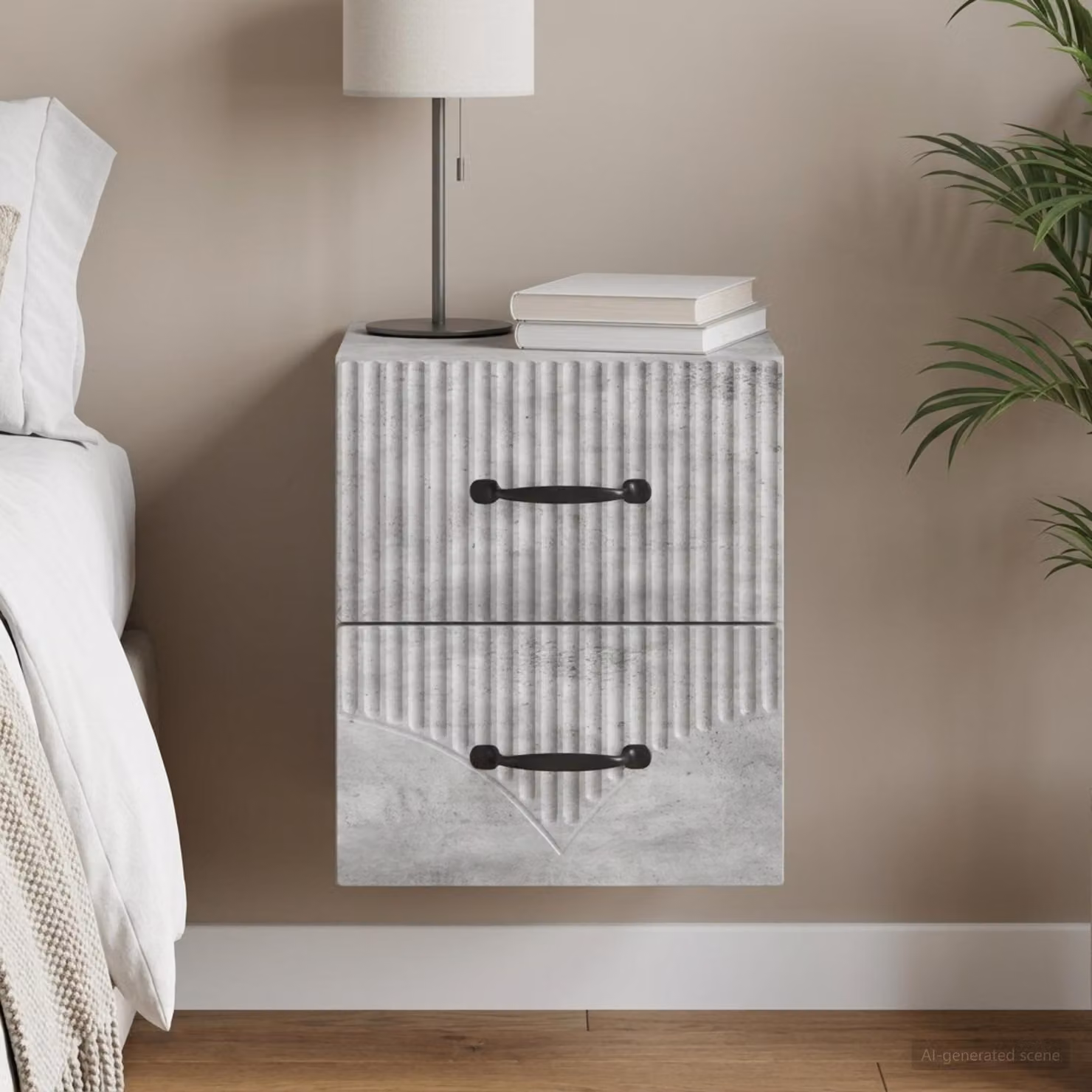 vidaXL Mobiletto da notte sospeso moderno Grigio, L 34,5 cm x P 33 cm x H 40 cm