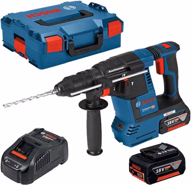 Martello Perforatore Bosch GBH18V 26F 18V con 2 Batterie da 6Ah Blu