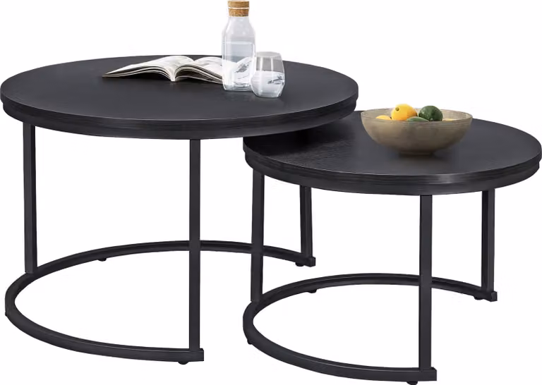 Tavolino 'Christchurch' set di 2 tavolini con struttura in metallo nero