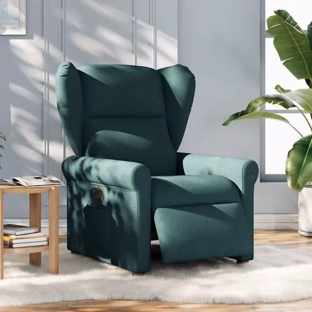 Poltrona Elettrica Reclinabile-Divano Sedia Verde Scuro in Tessuto 139616