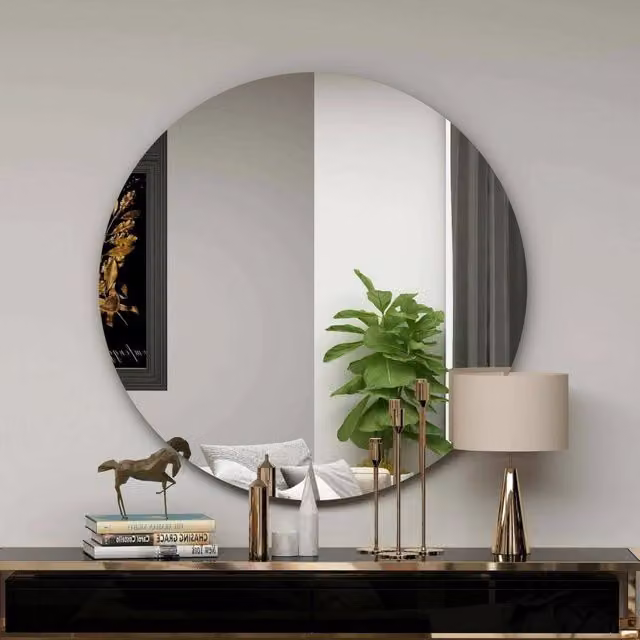 Specchio Bairo, Specchiera, Articolo d'arredo a muro, Decorazione con specchio, 70x2h70 cm, Nero