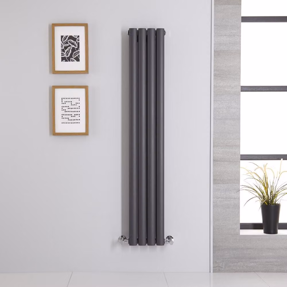 Radiatore Doppio Verticale di Design Antracite - 1400 x 236mm - 550W - Revive