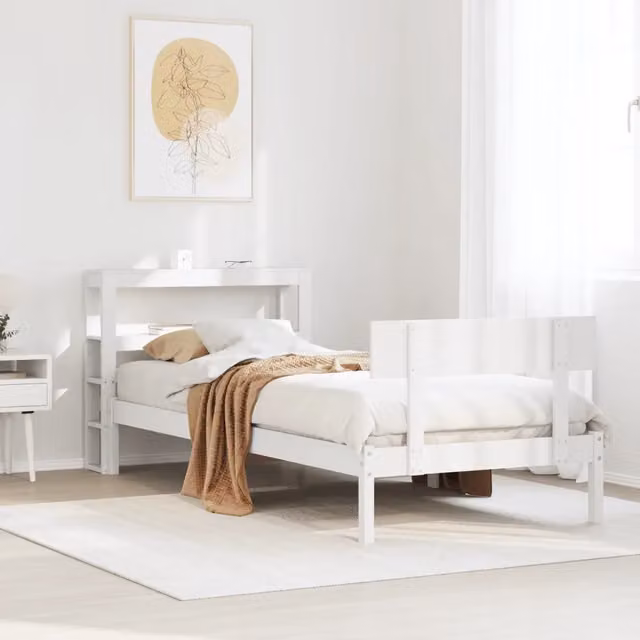 Letto in legno massello di pino bianco stile rustico VIDAXL L/P/H: 215.5 x 81.0 x 82.0 cm