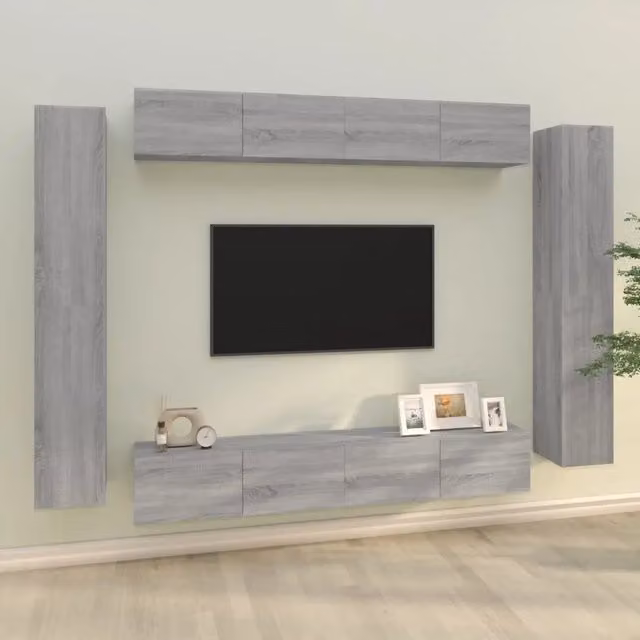Set Mobili Porta TV 8pz Grigio Sonoma in Legno Multistrato 3114300