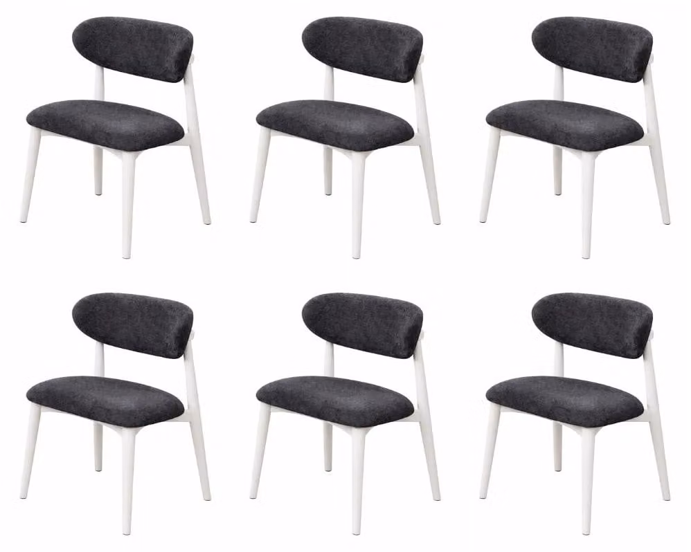 6 sedie, stile moderno, colore nero e bianco, nuove, imbottite, comode, in tessuto, per un elevato comfort