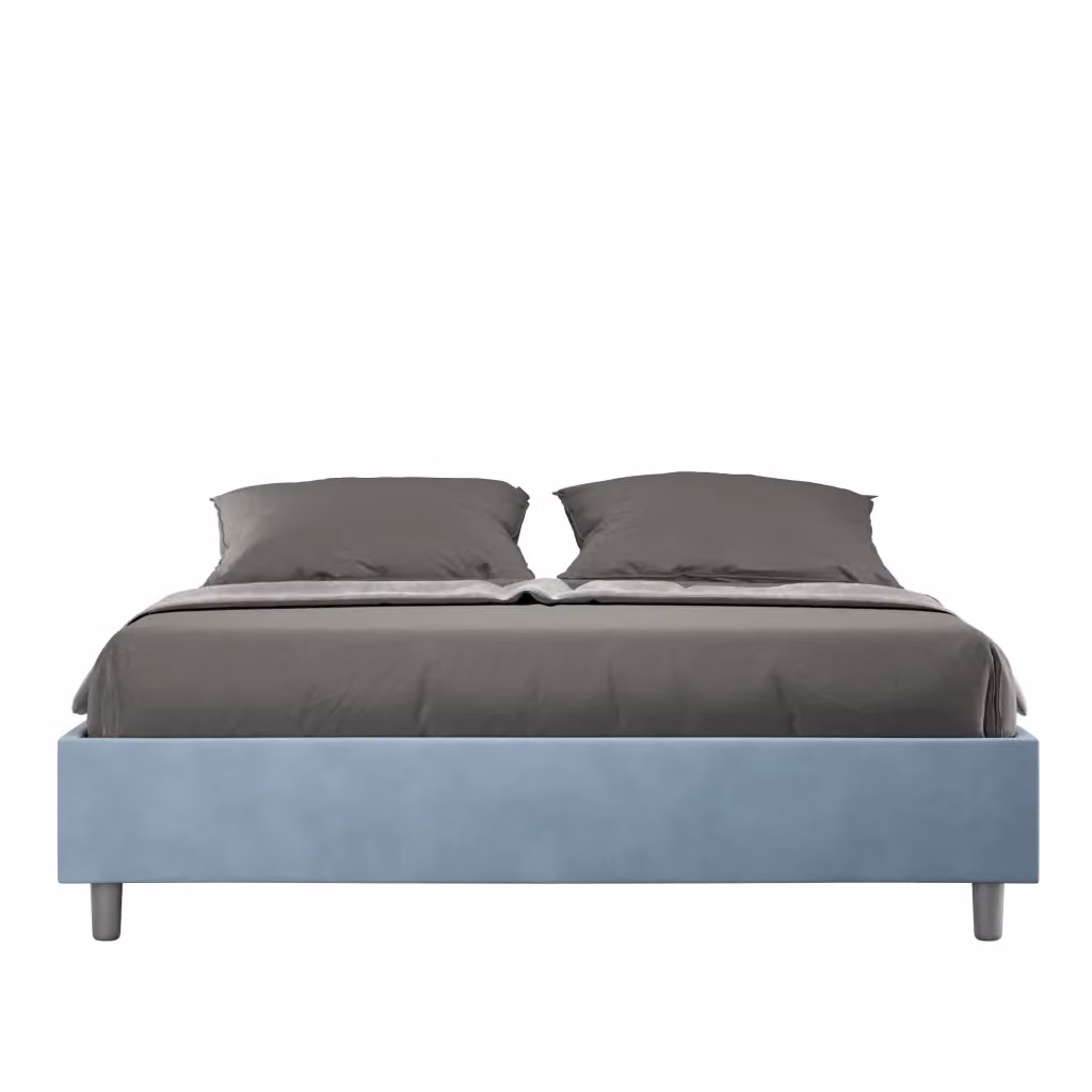 Letto matrimoniale con contenitore Ityhome Azelia imbottito in microfibra blu L 170 cm x P 200 cm – 2