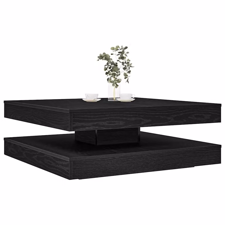 vidaXL Tavolino da Caffè Moderno Nero con Piano Girevole a 360 Gradi L: 90 cm, P: 90 cm, H: 34,5 cm