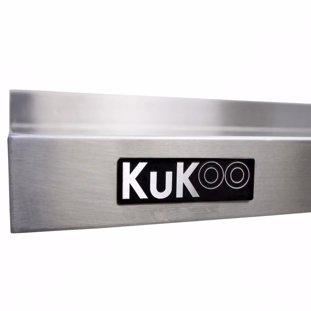 Set di 2 ripiani da parete KuKoo in metallo argento opaco per cucina professionale, L 150 cm x P 30 cm – 2