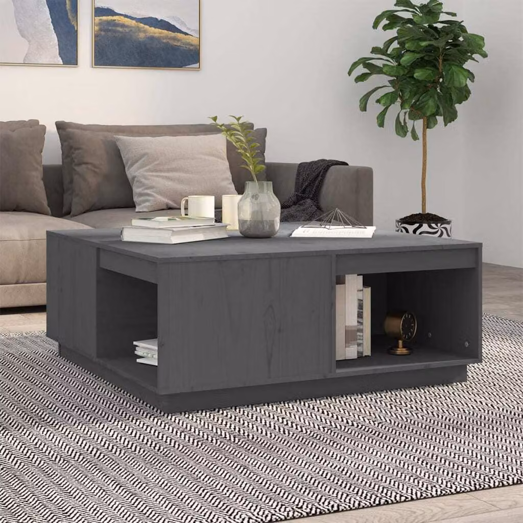 Maison Exclusive - Tavolino grigio 100x101x40,5 cm in legno massello di pino