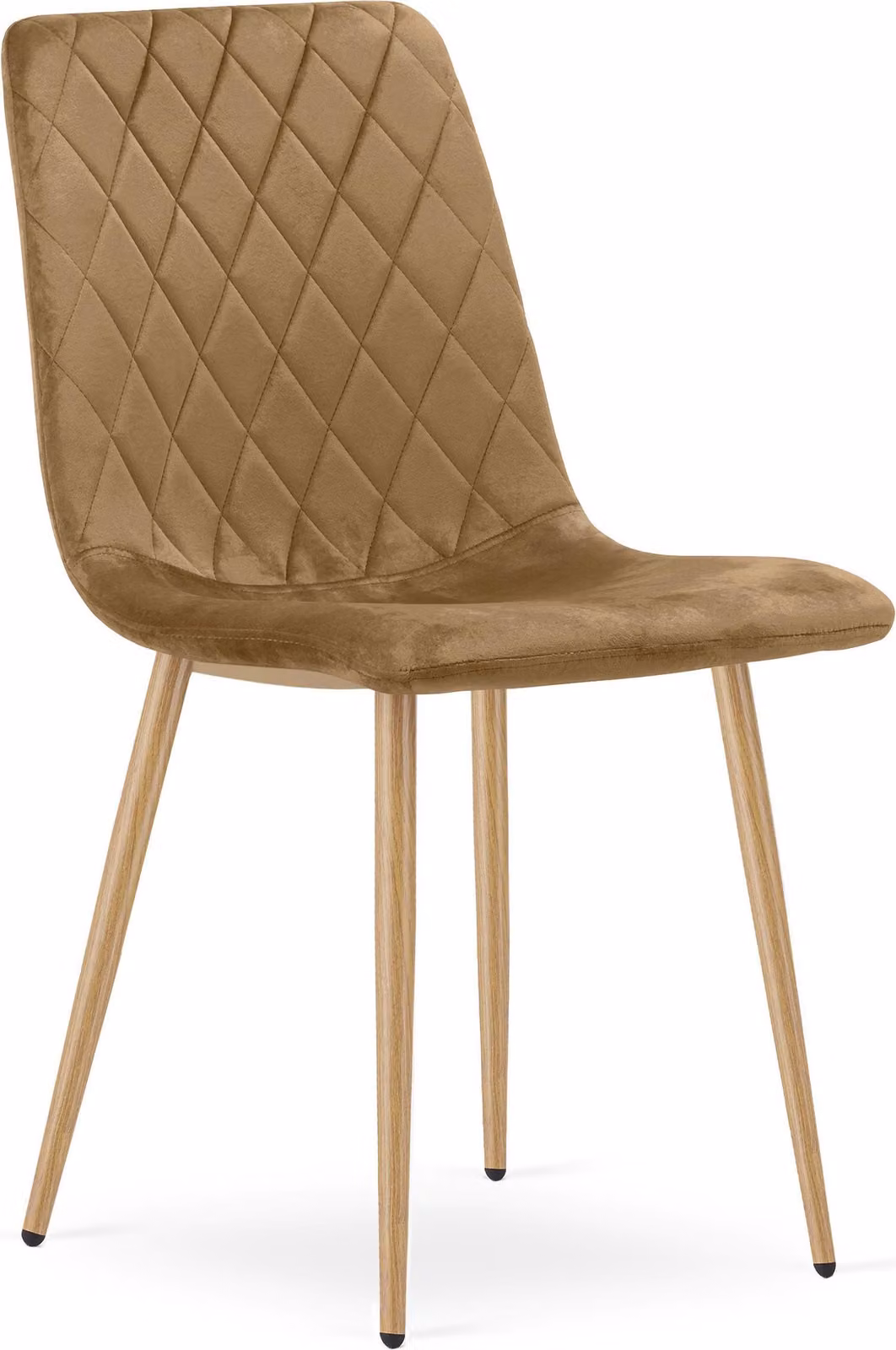 Sedia TURIN - velluto marrone / gambe in legno x 1