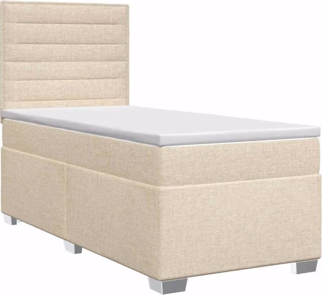 Letto box spring con materasso Crema 90 x 200 cm Tessuto 3453316